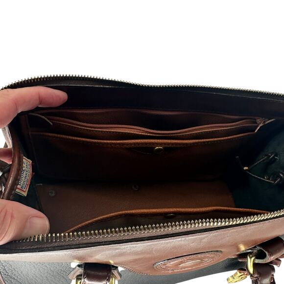 Dooney & Bourke Leather Black & Brown Satchel Crossbody Hand Bag - Picture 9 of 11